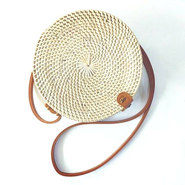 TAS ROTAN SHOPEE #Tas rotan bulat cream #Tas rotan bulat #tas selempang rotan #tas