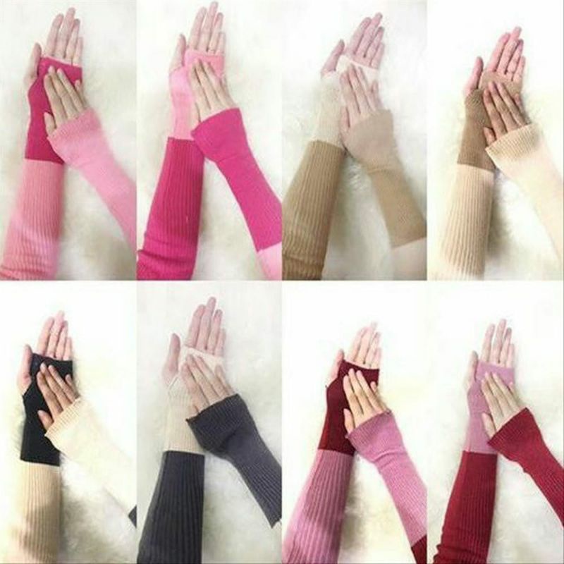 [HUSNA COLLECTION] Handsock Rajut 2 Warna / Manset Rajut Bolak Balik