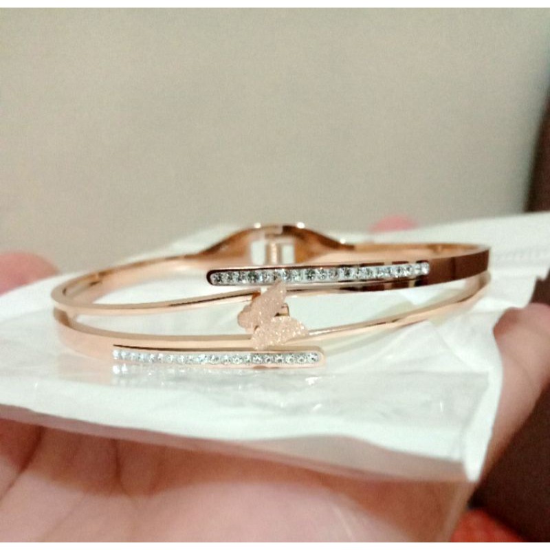 gelang titanium wanita klasik stainlees stell