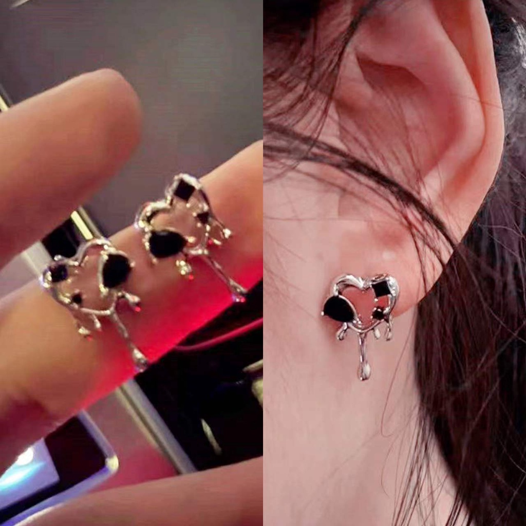 Anting Kristal Bentuk Hati Water Drop Warna Silver Untuk Wanita