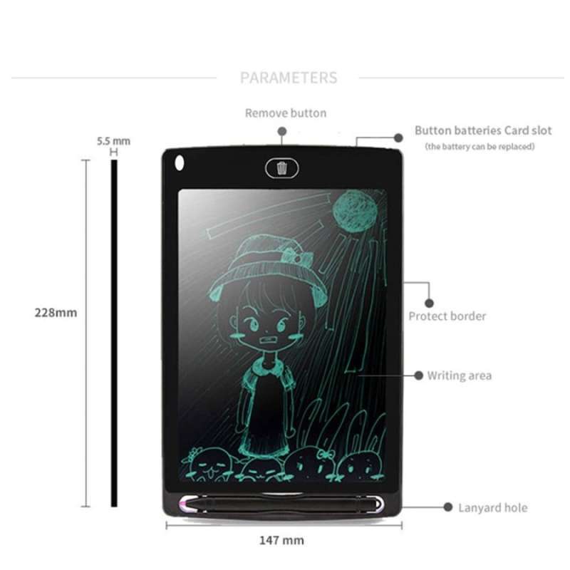 Writing Board LCD Drawing Tablet 8,5&quot; inch  Papan Tulis Mainan Edukasi Anak Anti Radiasi