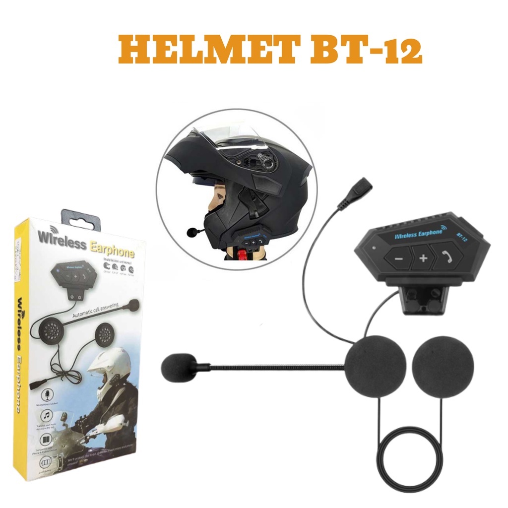 Headset Helm Bluetooth Headphone Helm Bluetooth Headset Helmet Headset Bluetooth Helm Motor-HELMET BT-12