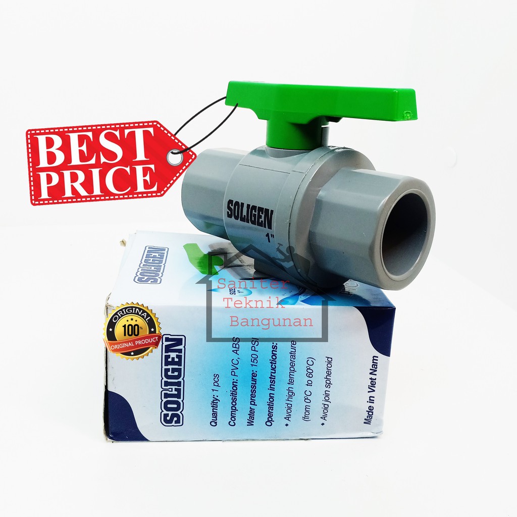 STOP KRAN PVC JUMBO 1&quot; INCH SOLIGEN-BALL VALVE-STOP KRAN PLASTIK-KERAN PVC-KERAN SOLIGEN-STOP KERAN