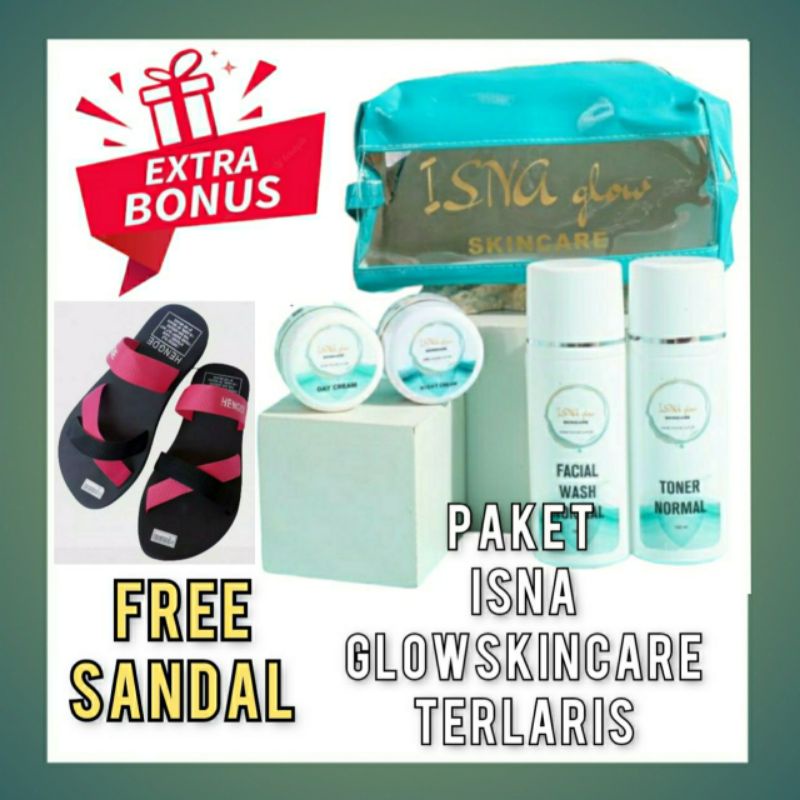 Isna glow skincare asli bpom ( Bonus sandal hengde ) perawatan wajah terlaris