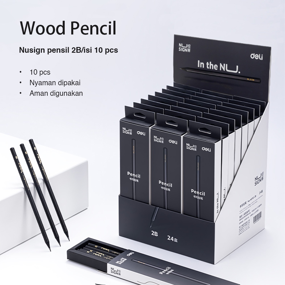 Nusign 2B Pencil / Pensil 2B Design Elegan Nyaman Di Genggam 10 Pcs NS722-2B