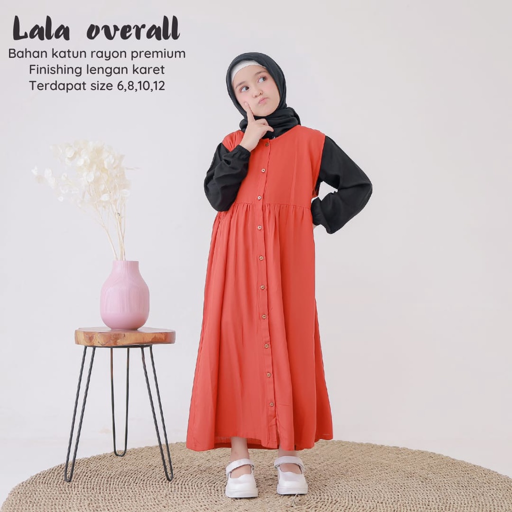 New-Busana Muslimah Anak/Gamis Anak Polos - Lala Overall Kids - Bahan Katun Rayon Premium-Bisa COD