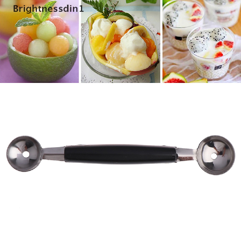 Sendok Scoop Es Krim Buah Melon Model Dua Sisi Bahan Stainless Steel 1 In 1 Untuk Dapur