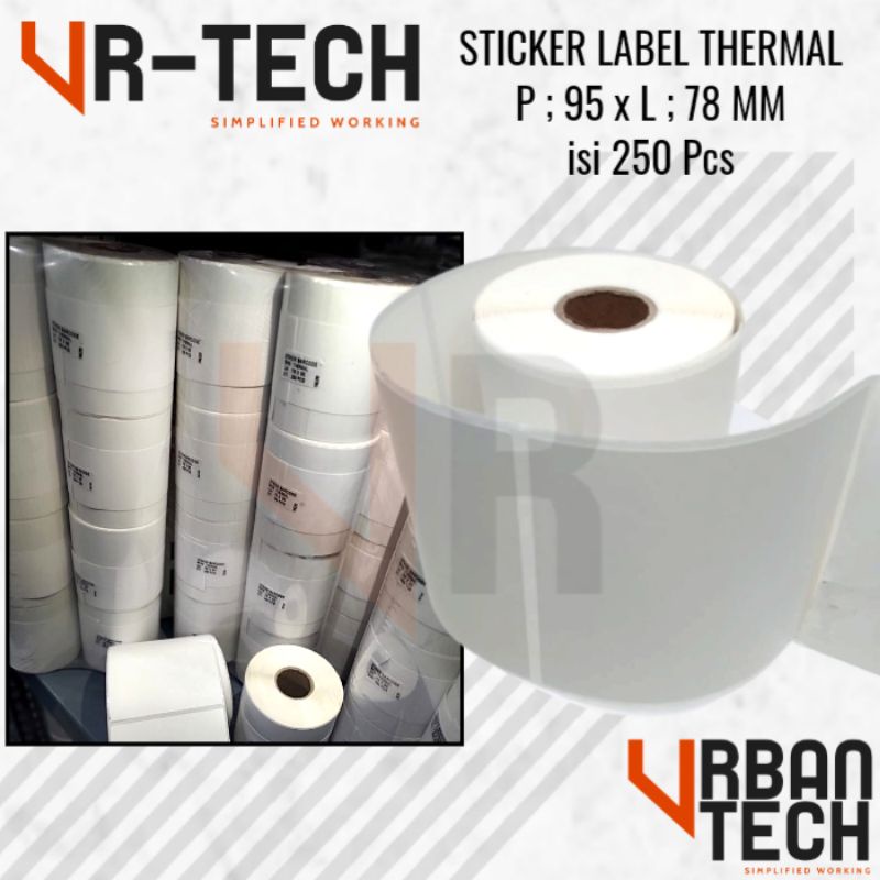 

LABEL STICKER THERMAL SIZE 78x95 MM - CETAK RESI - ISI 250 Pcs 1 LINE WHITE WITH GAP