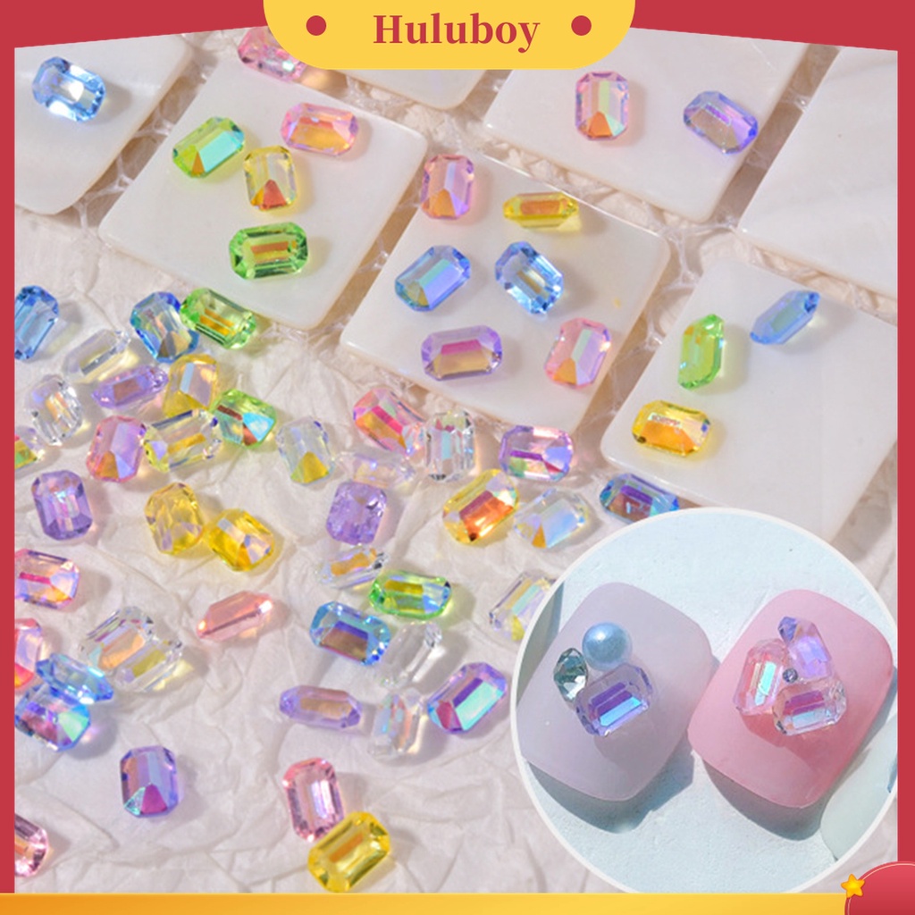 Huluboy Huluboy♡ 100pcs / Set Ornamen Berlian Imitasi 3D Model Belakang Datar Untuk Manicure