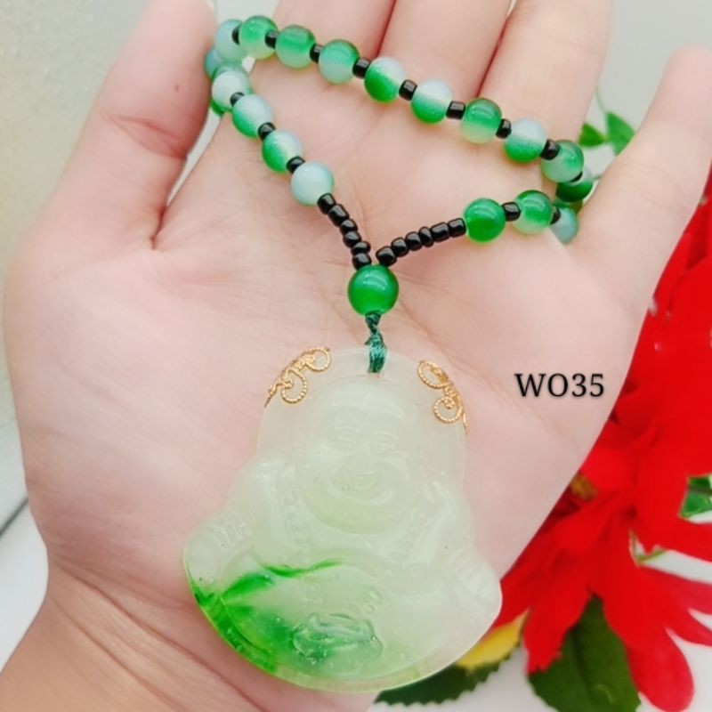 perhiasan xuping kalung giok Budha asli impor