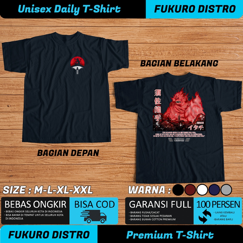 Kaos Anime Naruto Susanoo Uchiha Itachi Cotton Premium - Fukuro Unisex Daily T Shirt Distro Original