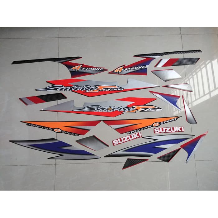 Striker Motor Bodi /  Stiker Bodi & Lis Body & Striping Satria Fu 2005 Thailand Hitam Merah