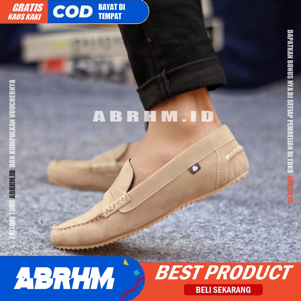 NOAH Sepatu Slip On Pria Sepatu Pria Casual Sepatu Slip Slop Antislip Kerja Kantor Cowok/Cowo Ori Sepatu Kasual Gaya Santai Kuliah Keren Kekinian Murah Original Terlaris