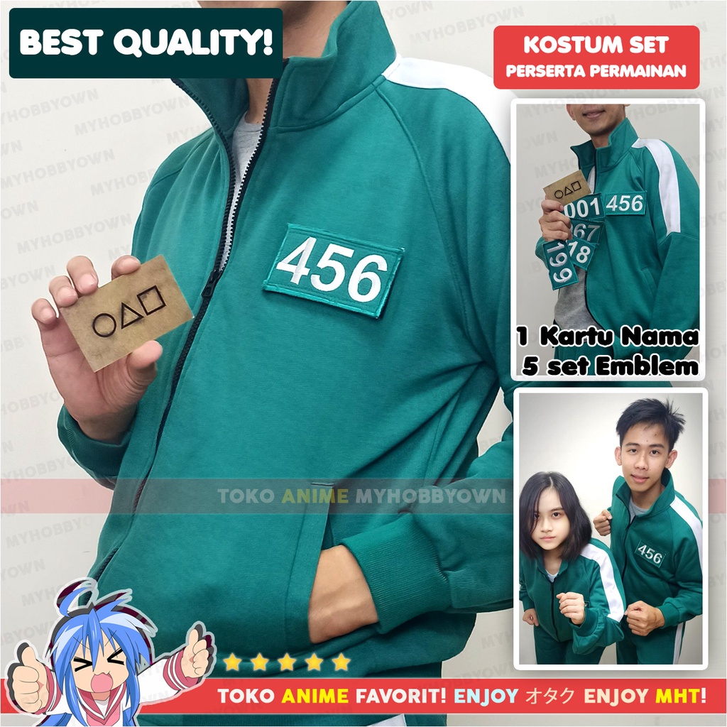 READY STOCK Jaket Squid + Celana BORDIR Premium Jersey Kostum Sport Training Cosplay K-Drama Korea