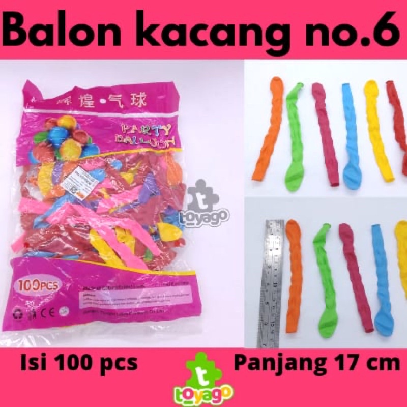 balon kacang kecil no.6 isi 100pcs grosir murah