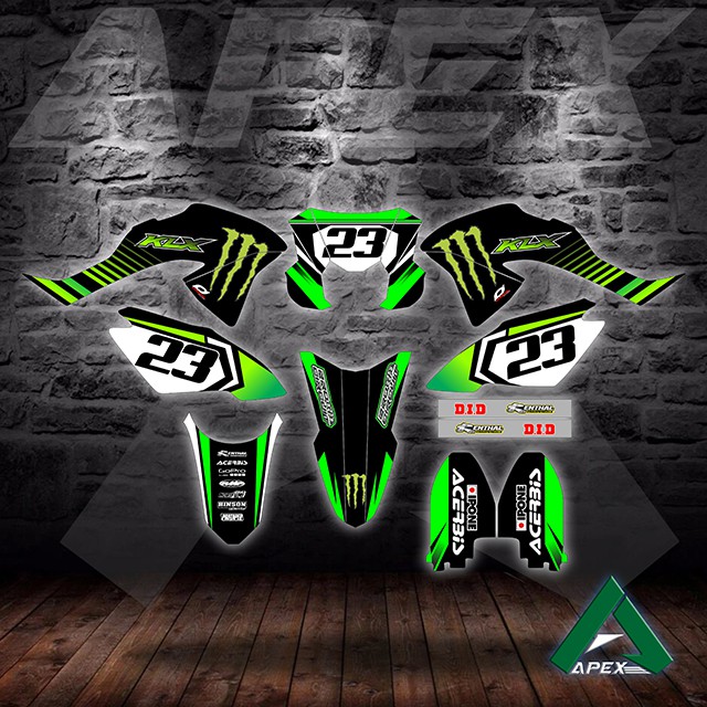 STICKER STIKER DECAL KLX BF MONSTER BISA DI APLIKASIKAN KE MOTOR LAINYA SPERTI KLX WR GORDON YZ DLL