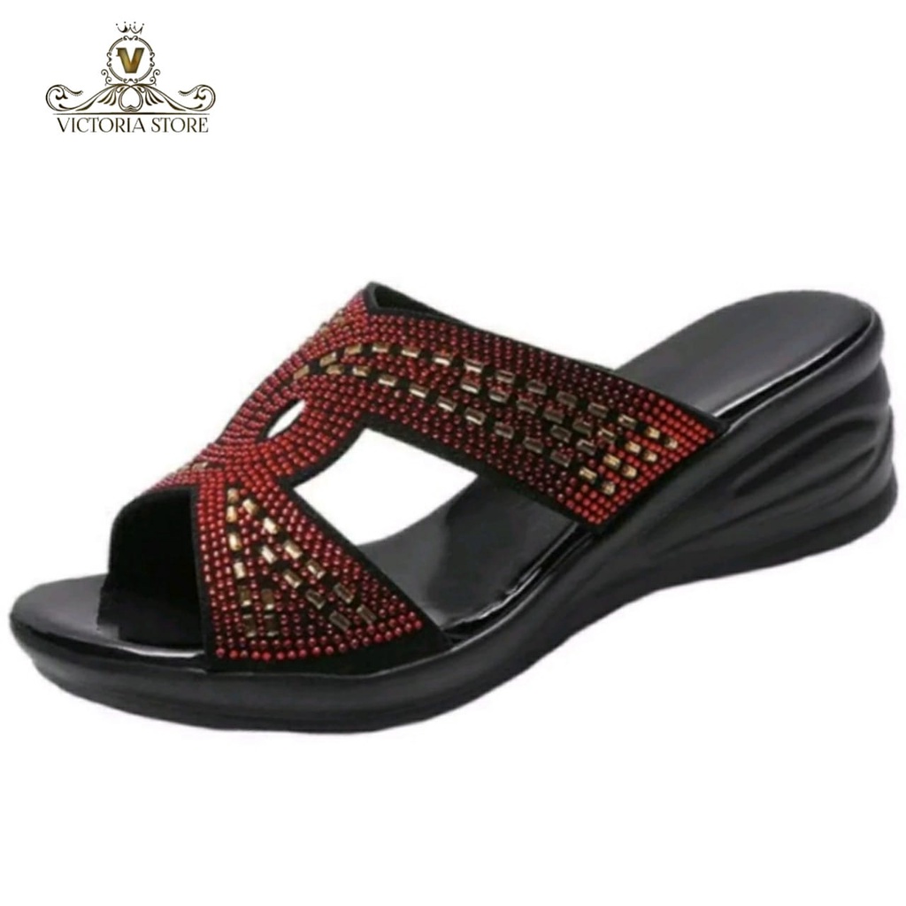 Sandal Calbi Wanita Terbaru Original Asli Sandal Wanita Calbi Ori Tinggi Sandal Wanita Wedges Andin Wedges Wanita Kekinian