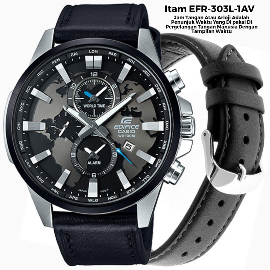 Sale Jam Tangan Pria Casio Edifice Type : EF 303 Baterai Strap Leather L39 Jam Tangan Pria Trendy Ga