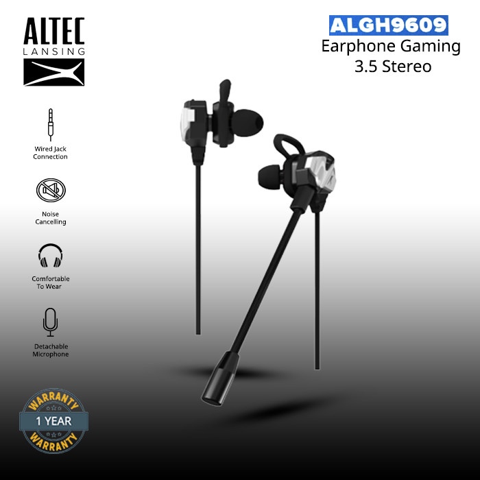 Altec Lansing Gaming Earphone ALBH/GH-9609 Noise Cancelling Mic|IN-EAR