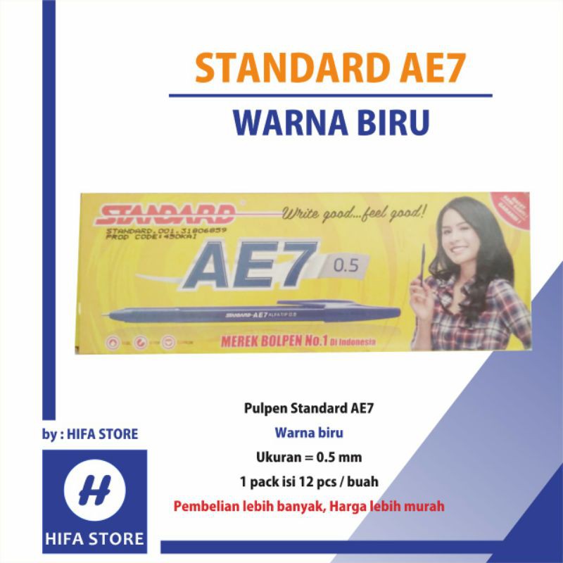 

Pulpen Bolpoin Standard AE7 Biru
