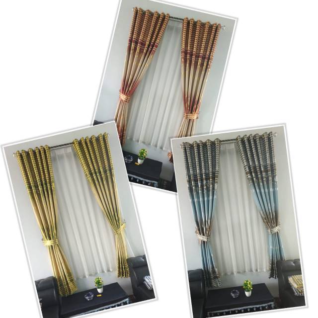 Gorden blackout motif print emas tulip gorden jendela panjang 2 meter gorden ruang tamu gorden pintu