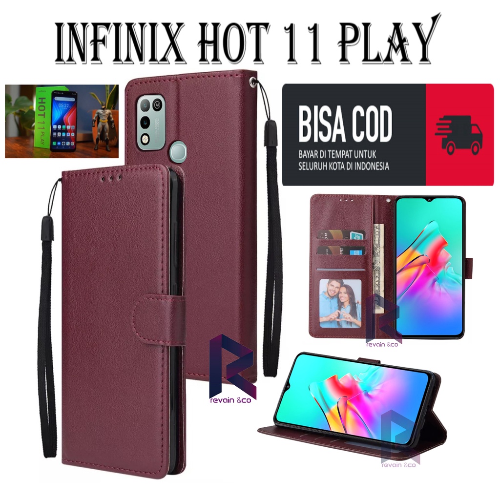 FLIP WALLET INFINIX HOT 11 PLAY NEW LEATHER KULIT PREMIUM SARUNG BUKA TUTUP FLIP CASE NEW INFINIX HOT 11 PLAY