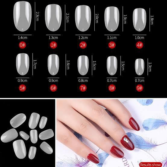 100pcs kuku Palsu fake nails kupal coffin short oval long oval halftip 100pcs Transparan Natural