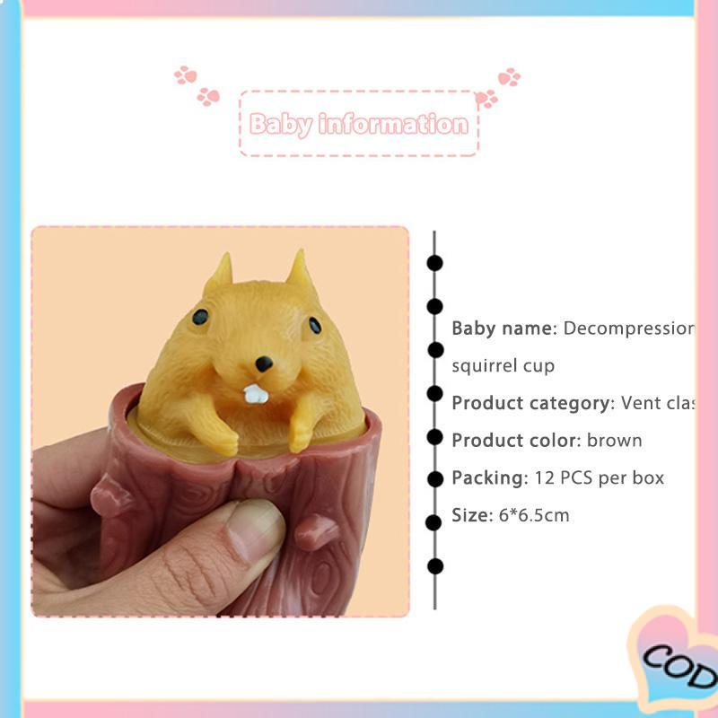 COD❤️ Mainan Dekompresi Cangkir Tupai Jahat Lembut Menjepit Tunggul Rumit Dekorasi Lucu-A.one