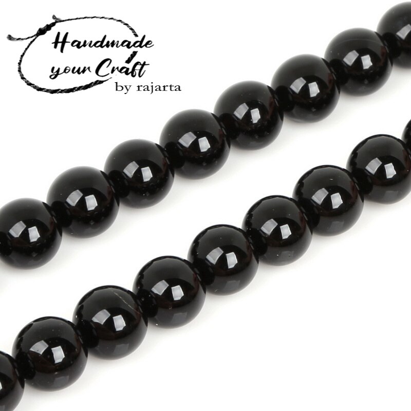 Butir Black Doff Onyx Agate Beads Bahan Gelang