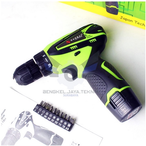 NANKAI Bor Cordless SET Besar 12V / Bor Batrai 12V / Mesin Bor Baterai SET