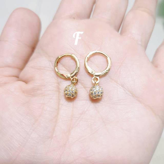 Anting jepit roda pentol xuping lapis mas♡TIN-9♡