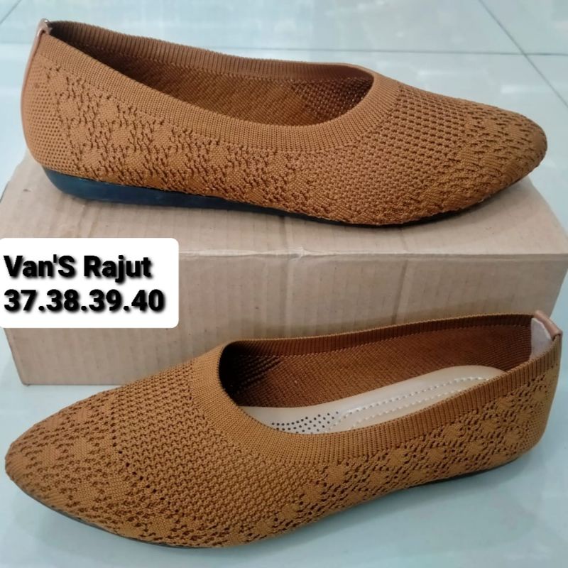 Flat Rajut By Van's | Original | Sepatu Flat Wanita Terbaru Kekinian | Sepatu Flat Rajut | Sepatu Wa