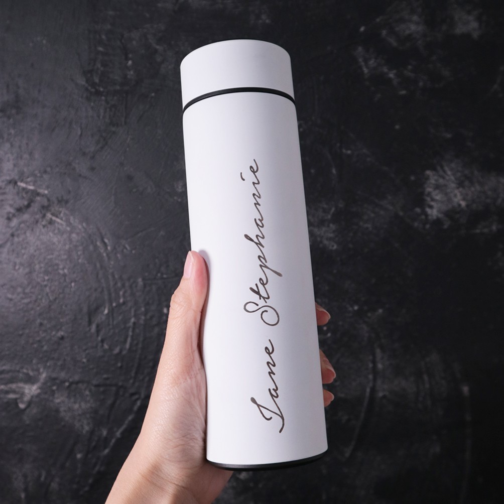 Custom Tumbler Smart LED Suhu Grafir Nama Alpha Smart Tumbler LED Suhu Custom Tumbler Botol Minum Kustom