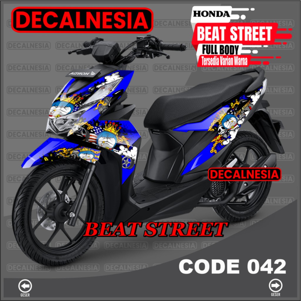 Decal Beat Street FullBody Stiker Motor 2021 2022 Variasi Sticker Aksesoris Doraemon Zombie C042