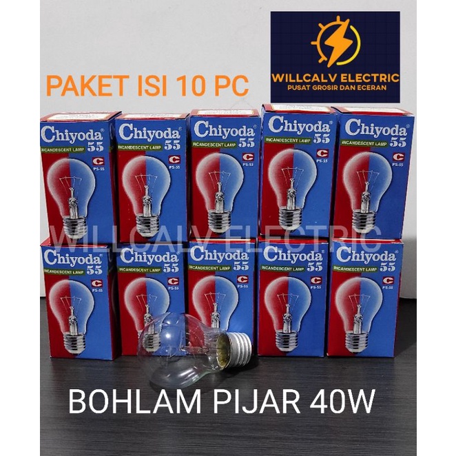 PAKET ISI 10 PC BOHLAM PIJAR CHIYODA 40W 40 WATT / LAMPU PIJAR CHIYODA 40W 40 WATT / LAMPU PIJAR 40W