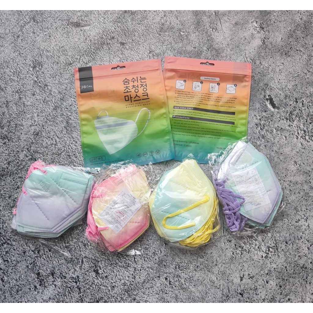 KN95 RAINBOW GRADASI OMBRE YB CARE 10 PC - MASKER KN95 5PLY Y&amp;B OMBRE PELANGI