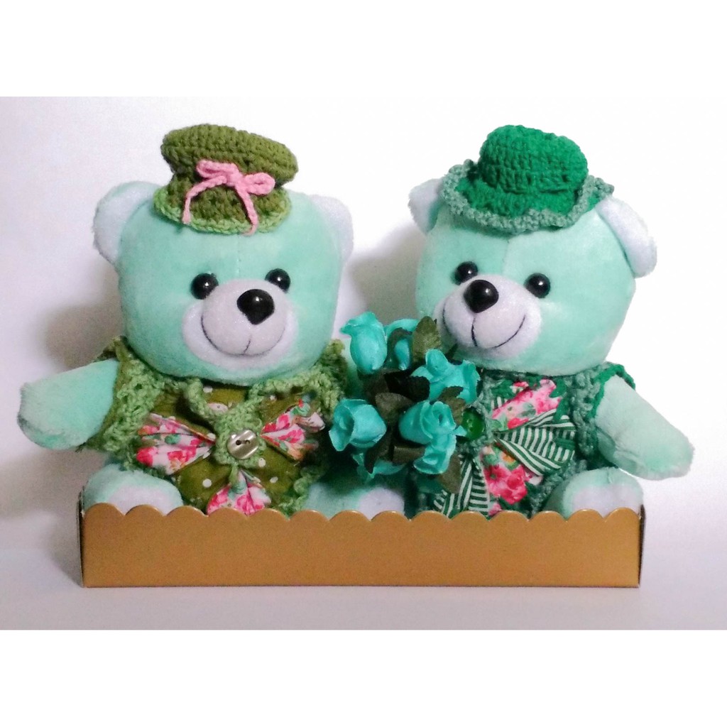 BONEKA TEDDY BEAR BERUANG MINI KREASI RAJUT - SET (2 PCS)