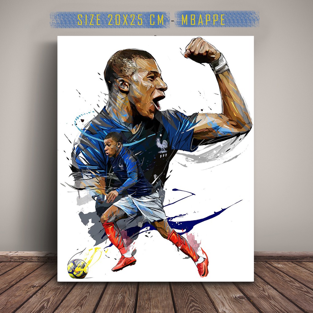 Kylian Mbappe Poster Art Ilustrasi Sketsa Pemain Sepak Bola