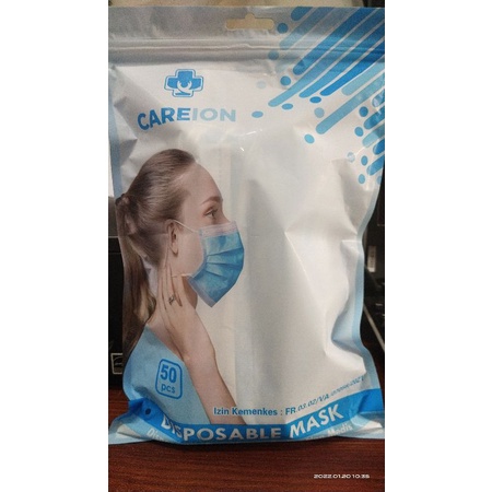 DISPOSABLE PROTECTIVE MASK MASKER CARE ION 3 PLY EARLOOP KUALITAS PREMIUM