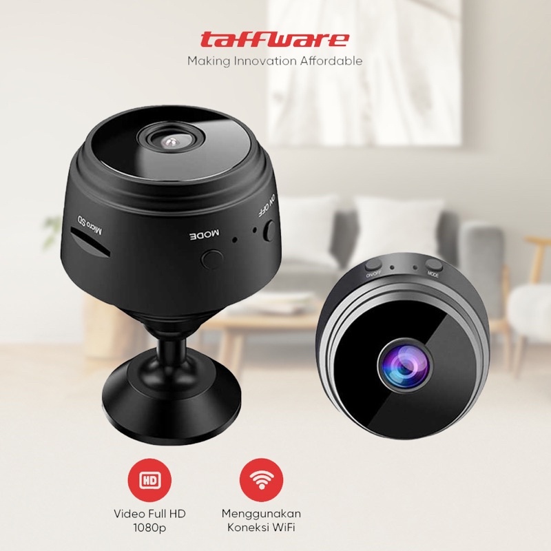 Taffware Mini WiFi IP Camera CCTV Wide Angle 1080P - A9 - Black