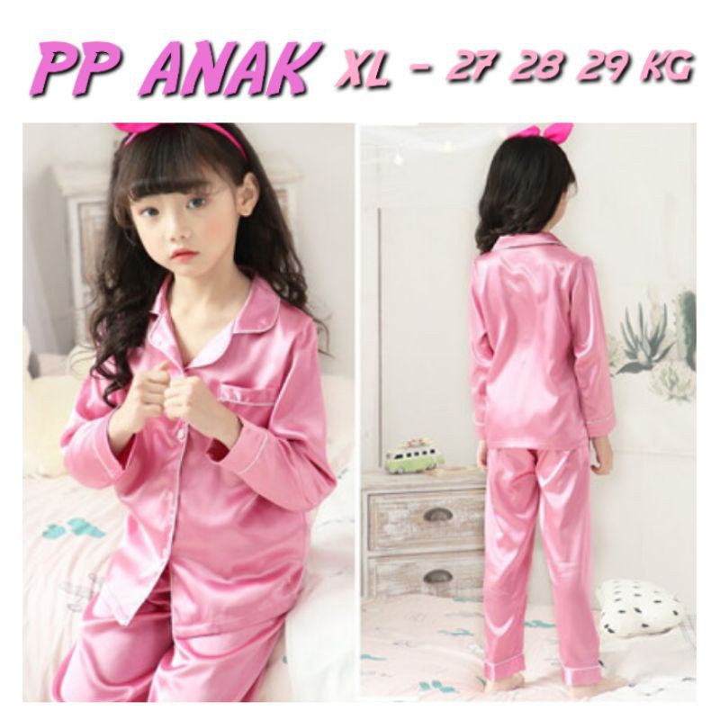 PIYAMA SATIN LENGAN PANJANG/BAJU TIDUR SET/COUPLE IBU DAN ANAK