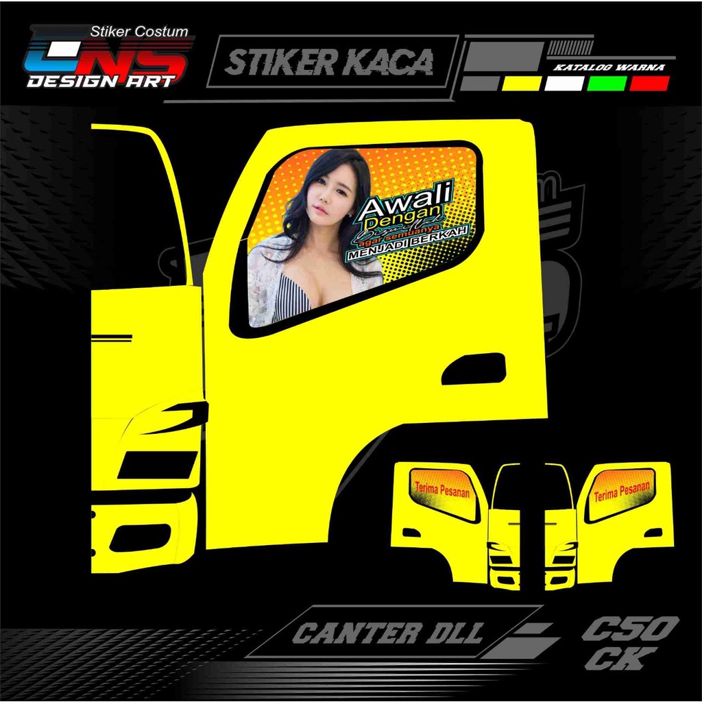 stiker kaca truk/canter/pickup stiker variasi kaca pintu truk/canter/pickup stiker kaca pintu truk