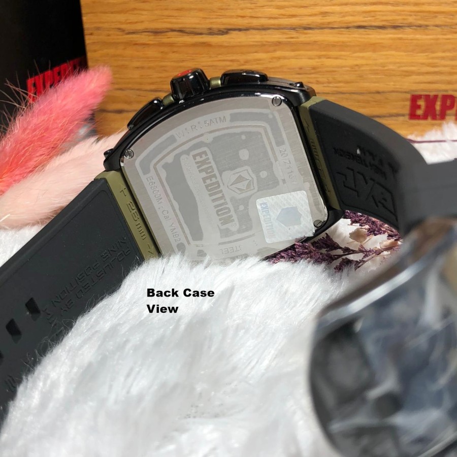 ORIGINAL Jam Tangan Pria Expedition Rubber E 6800 / E6800 / 6800 Garansi Resmi 1 Tahun, Rubber &amp; Leather