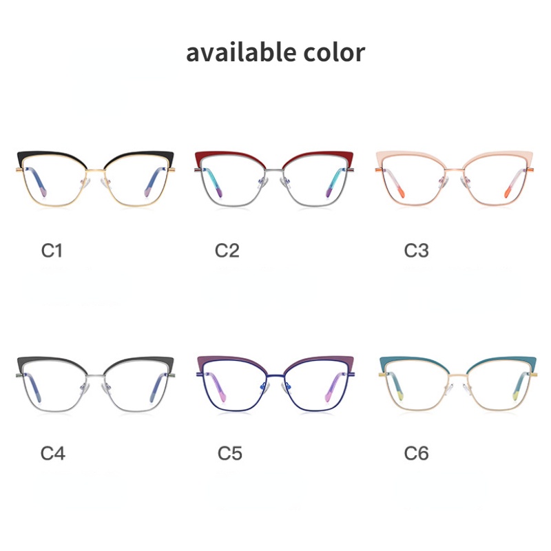 Kacamata Model Mata Kucing Dengan Bingkai Logam Gaya Barat