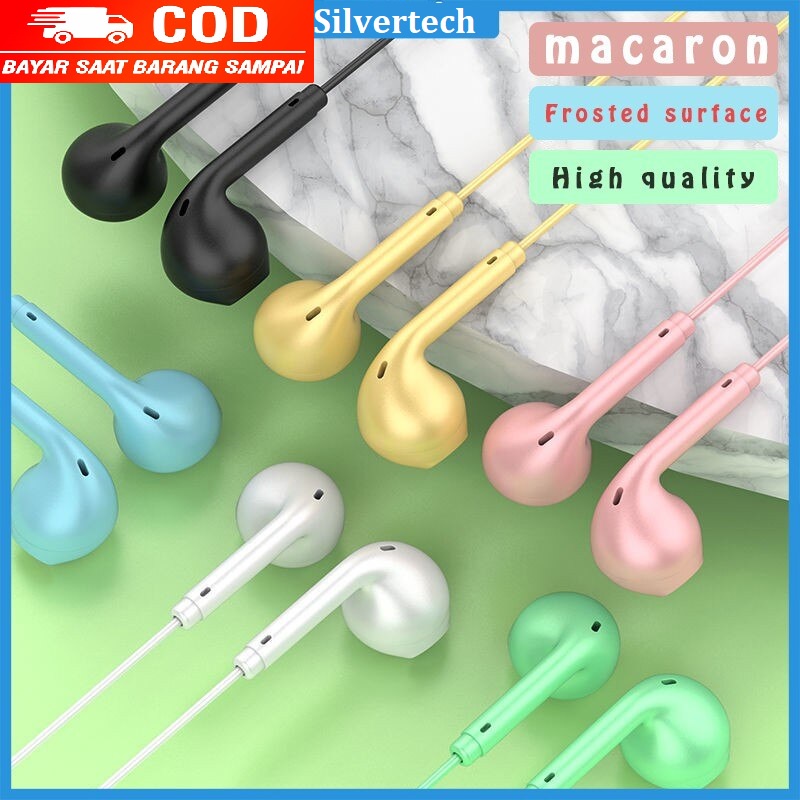 SILVERTECH HEADSET HANDSFREE EARPHONE MACARON MATE COLOR HIFI EXTRA BASS