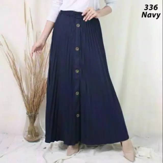 Rok plisket kancing/rok muslimah/rok trend/rok murah/rok fashion