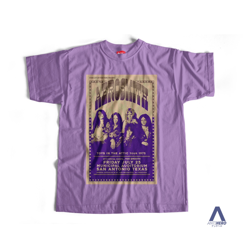 Kaos AEROSMITH BAND TOYS IN THE ATTIC TOUR 1975 ROCK BAND T-Shirt ANTIHERO CLOTH