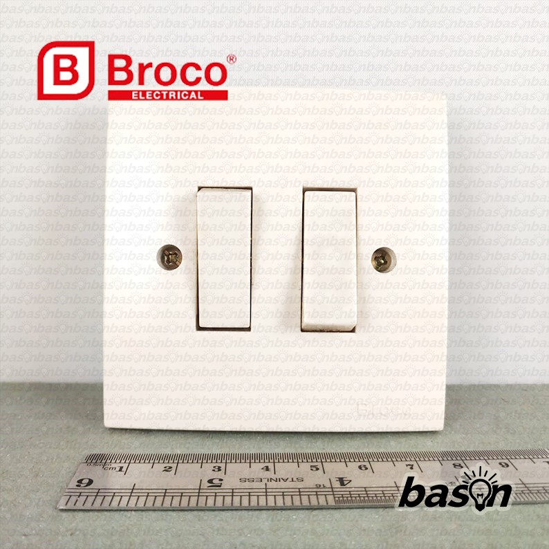 BROCO 6612 STD Double Switch 6A 250V Cream | Saklar 2 Gang 1 Way