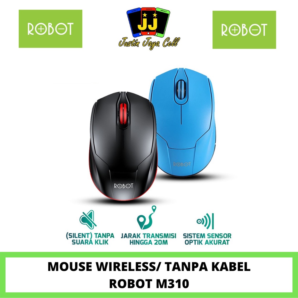 MOUSE WIRELESS/TANPA KABEL ROBOT M310 2.4GHz OPTICAL MOUSE