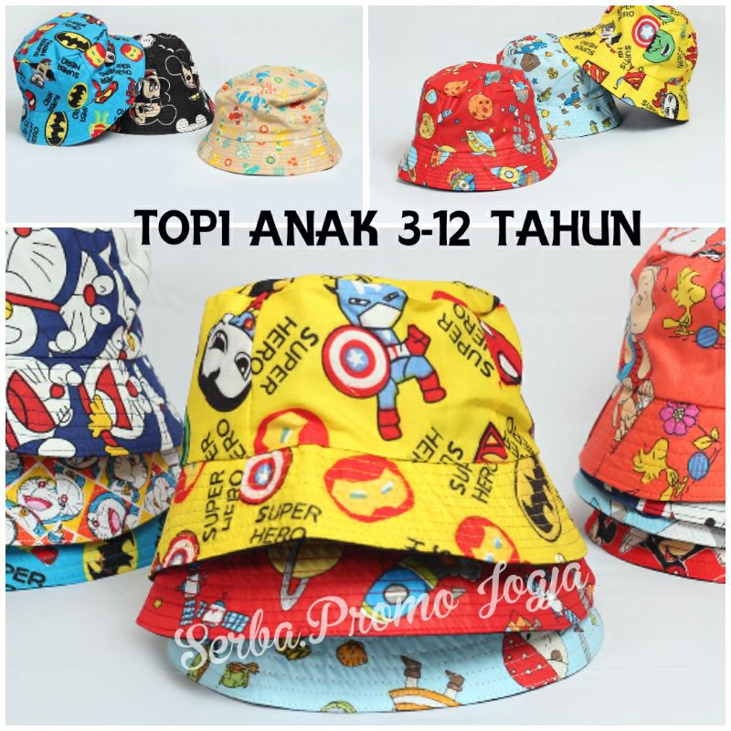 Topi Anak Visor Bucket Karakter | BUCKET HAT ANAK Murah | TOPI VISOR CORONA